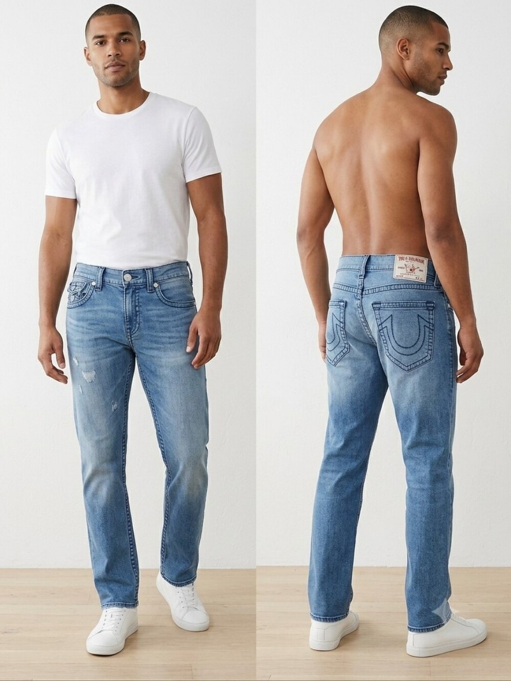 True Religion Men's Medium Wash Ricky Relaxed Straight Jeans